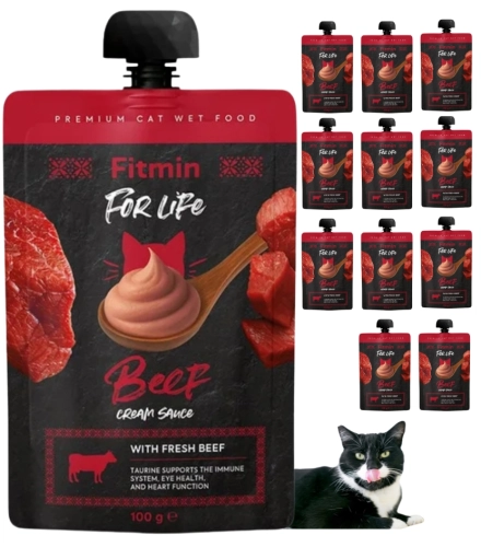 Fitmin For Life Cream Sauce wołowina kremowy przysmak dla kota 12x 100g