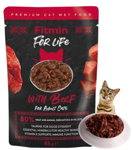 Fitmin For Life wołowina fileciki w sosie mokra karma dla kota 85g