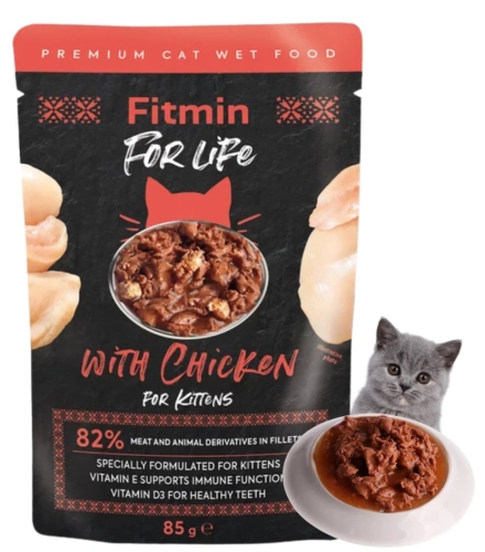 Fitmin For Life Kitten kurczak fileciki w sosie mokra karma dla kociąt 85g