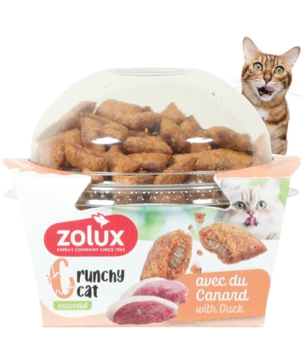 Zolux Crunchy Cat kaczka chrupiące ciasteczka z nadzieniem dla kota 80g