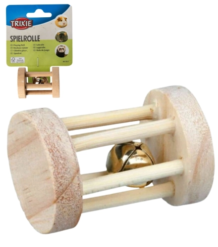 Trixie TX6183 drewniana rolka z dzwonkiem dla chomika królika i fretki 5cm