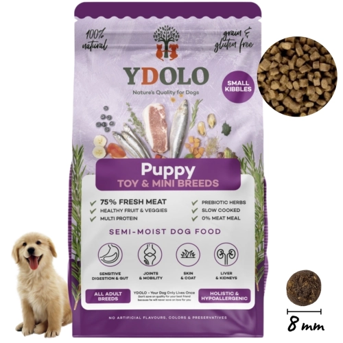YDOLO MINI Puppy wieprzowina Iberico ryby półwilgotna karma szczenięta 700g