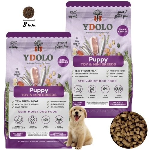 YDOLO MINI wieprzowina Iberico ryby półwilgotna karma szczenięta 2x 700g