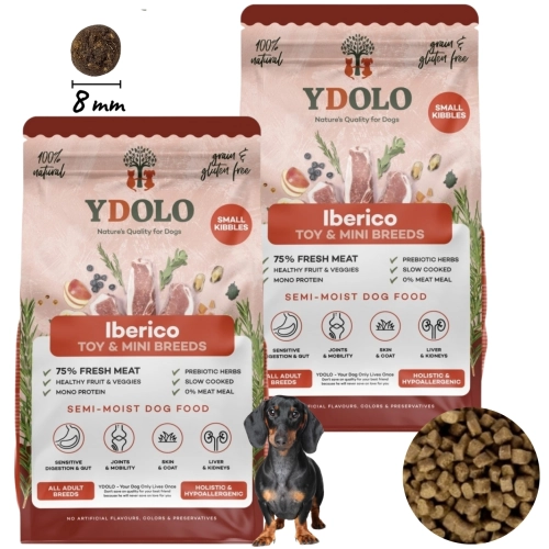 YDOLO mini wieprzowina Iberico monobiałkowa półwilgotna karma 2x 700g