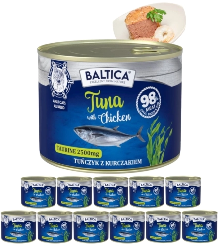 Baltica Excellent mokra karma tuńczyk z kurczakiem dla kota 12x 185g