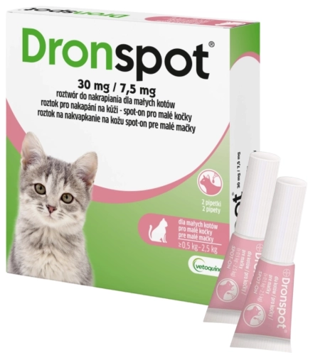 Dronspot krople na odrobaczenie robaki pasożyty dla kota 0,5-2,5kg 2 pipety