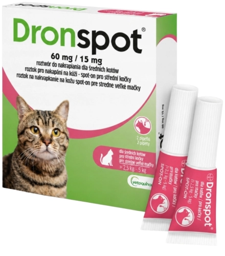Dronspot Odrobaczanie średnie koty 2,5-5kg 2x0,7ml
