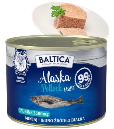Baltica Excellent Alaska Pollock mokra karma dla kota sterylizowanego Light mintaj 185g