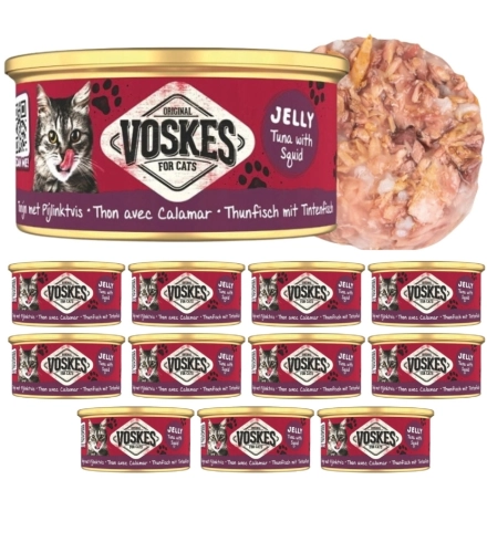 Voskes mokra karma dla kota tuńczyk z kalmarami w galaretce puszka 12x 85g