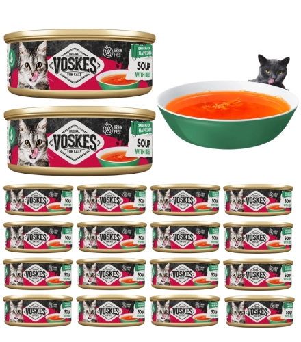 Voskes Cat Soup zupa bulion dla kota z wołowiną i kurczakiem nawodnienie 18x 50g