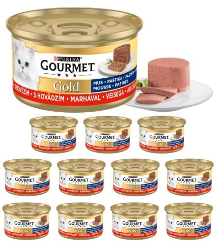 Purina Gourmet Gold Beef mokra karma dla kota pasztet mus z wołowiną 12x 85g