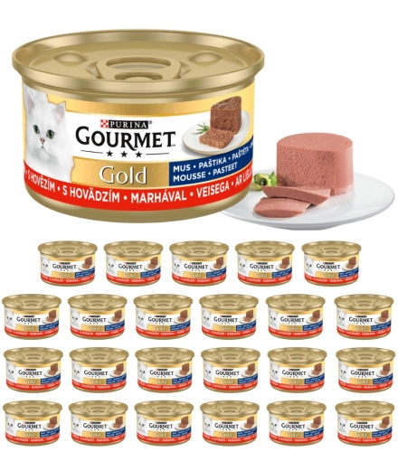 Purina Gourmet Gold Beef mokra karma dla kota pasztet mus z wołowiną 24x 85g