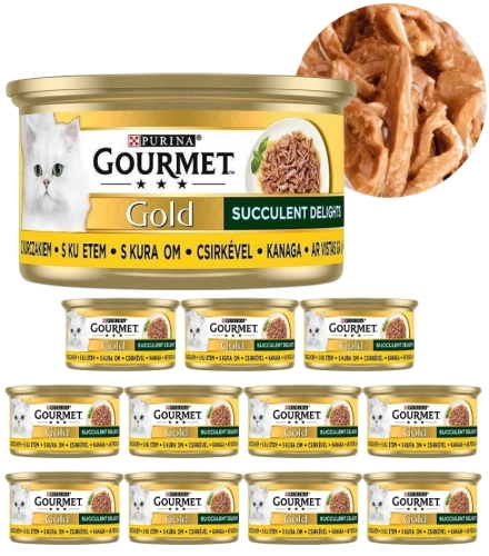 Purina Gourmet Gold mokra karma dla kota kawałki kurczaka w sosie 12x 85g