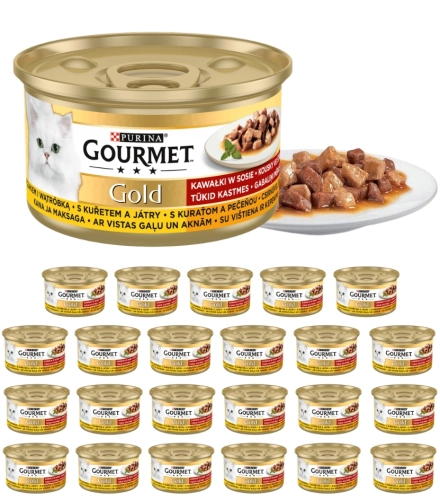 Purina Gourmet Gold Kawałki w sosie z kurczakiem i wątróbką 24 x 85g