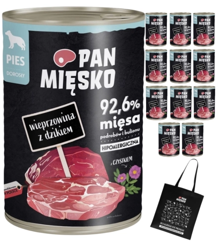 Pan Mięsko mokra karma dla psa wieprzowina z dzikiem bez zbóż 12x 400g