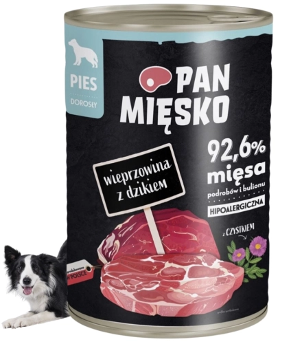 Pan Mięsko mokra karma dla psa wieprzowina z dzikiem bez zbóż 400g
