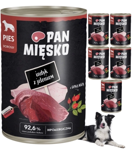 Pan Mięsko indyk z jeleniem mokra karma dla psa dorosłego bez zbóż 6x 400g