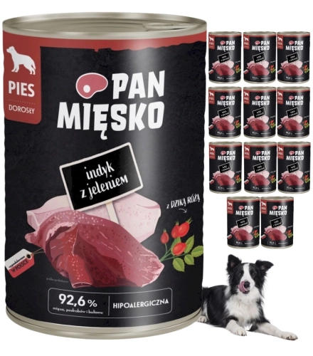 Pan Mięsko indyk z jeleniem mokra karma dla psa dorosłego bez zbóż 12x 400g