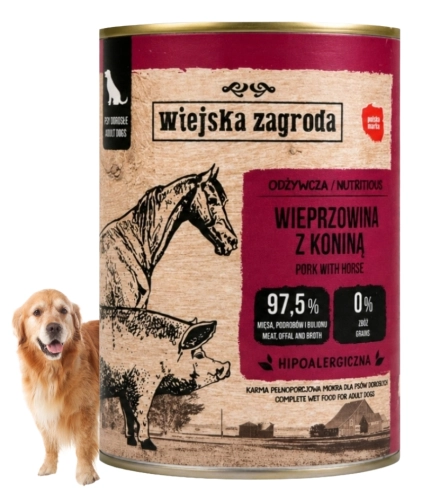 Wiejska Zagroda wieprzowina z koniną mokra karma dla psa 400g