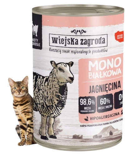 Wiejska Zagroda Jagnięcina monobiałkowa mokra karma dla kota 400g