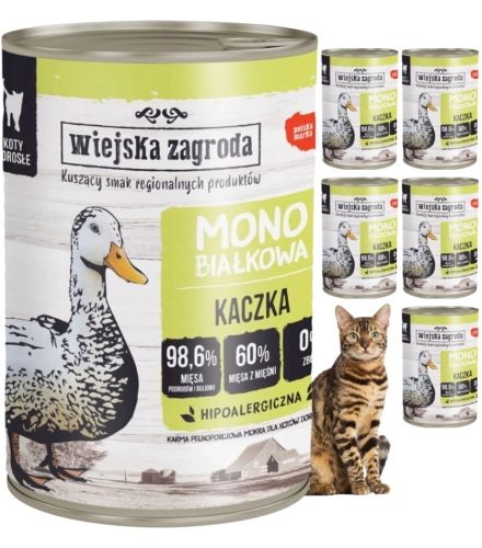Wiejska Zagroda Kaczka monobiałkowa pełnoporcjowa mokra karma dla kota 6x 400g
