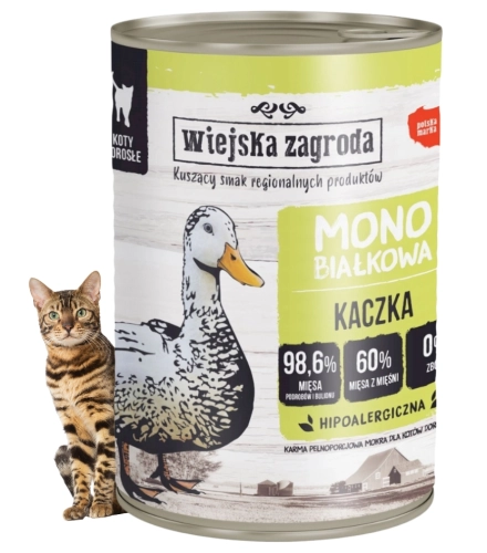 Wiejska Zagroda Kaczka monobiałkowa pełnoporcjowa mokra karma dla kota 400g