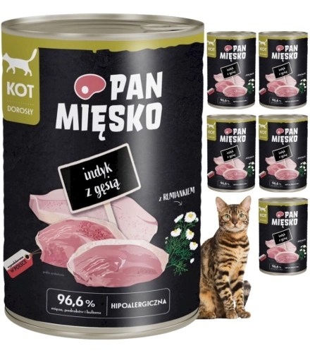 Pan Mięsko Indyk z gęsią pełnoporcjowa mokra karma dla kota 6x 400g