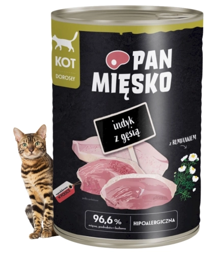 Pan Mięsko Indyk z gęsią pełnoporcjowa mokra karma dla kota 400g