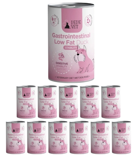 Pepe Vet Gastrointestinal Low Fat kaczka karma weterynaryjna dla psa 12x 400g