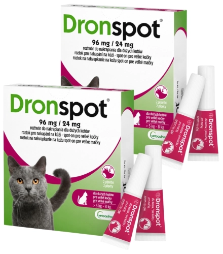 Dronspot krople na odrobaczenie robaki pasożyty dla kota 5-8 kg 4 pipety