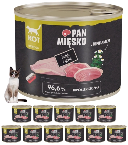 Pan Mięsko indyk z gęsią karma dla kota bez zbóż tauryna 12x 200g