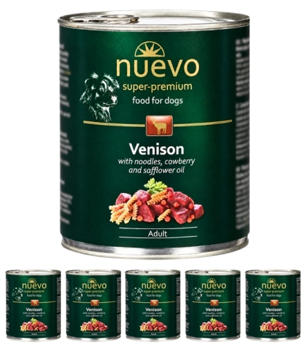 Nuevo Dziczyzna z makaronem i brusznicą mokra karma dla dorosłego psa 6x 800g
