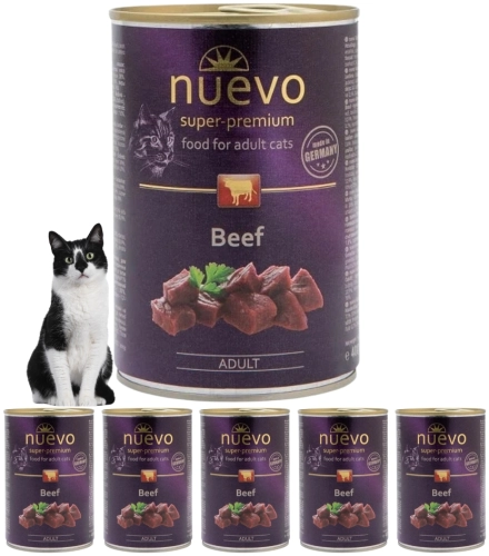 Nuevo Adult wołowina mięsna pełnoporcjowa mokra karma dla kota tauryna 6x 400g