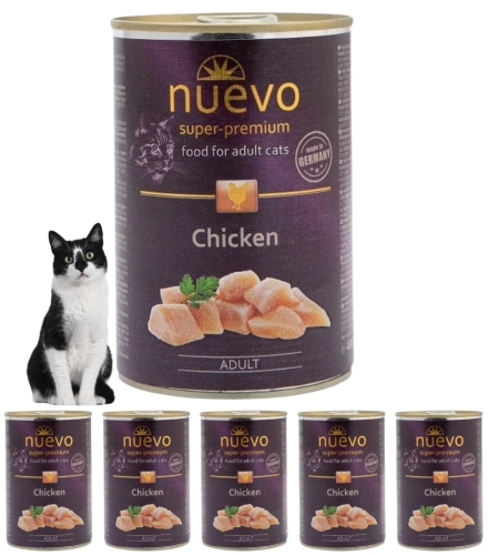 Nuevo Adult łosoś bezzbożowa mokra karma dla kota skóra sierść omega-3 6x 400g