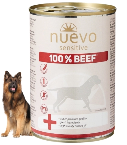 Nuevo Sensitive Beef 100% Wołowina monobiałkowa mokra karma dla psa 400g
