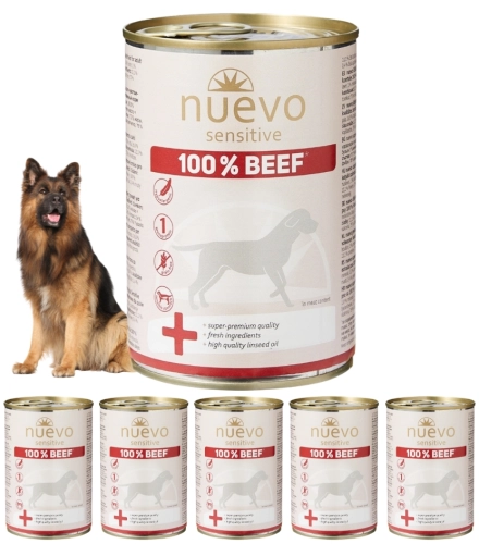Nuevo Sensitive Beef 100% Wołowina monobiałkowa mokra karma dla psa 6x 400g