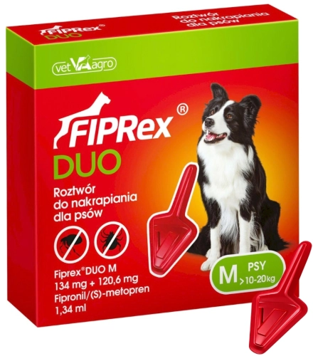 Fiprex Duo M krople na pchły kleszcze i wszoły dla psa 10-20kg 1 pipeta