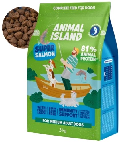 Animal Island sucha karma dla psa średniej rasy łosoś białe ryby 3kg