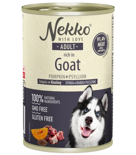 Nekko Adult mokra karma dla psa kozina z dynią i babką płesznik 400g