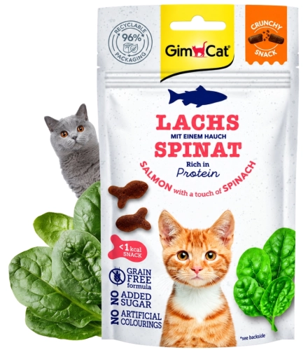 GimCat Crunchy Snack chrupiący przysmak dla kota łosoś szpinak 50g