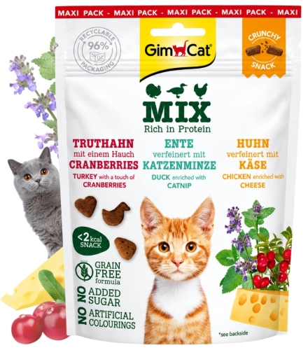 GimCat Crunchy Snack Mix chrupiący przysmak dla kota 3 smaki 140g