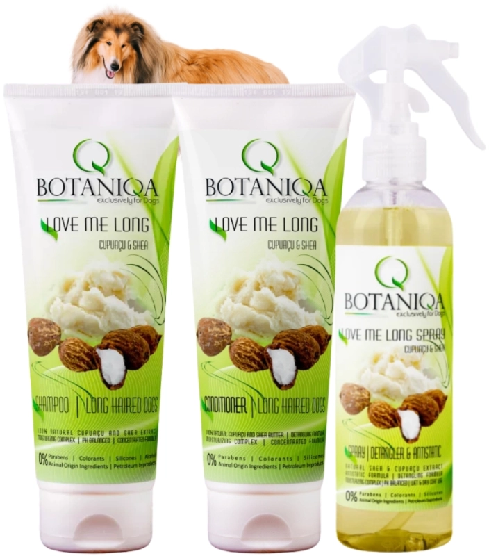 Botaniqa Love Me Long zestaw szampon, odżywka i spray dla psa 3x 250ml