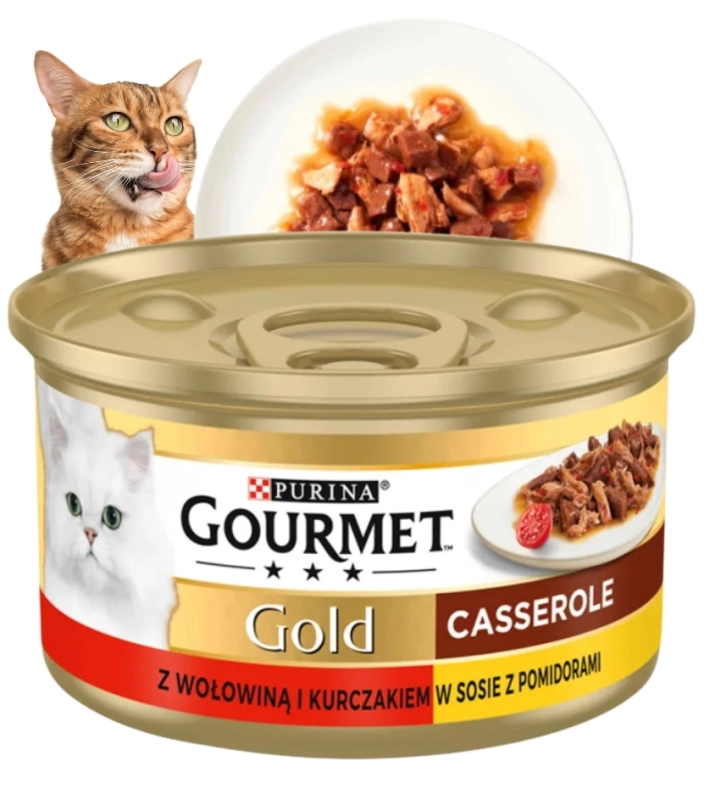 Purina Gourmet Gold Casserole mokra karma dla kota wołowina kurczak 85g (1)