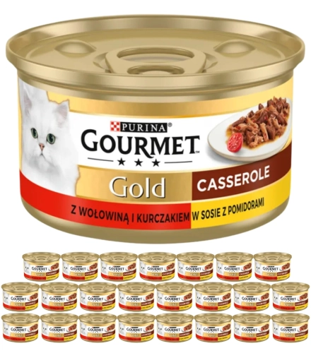 Purina Gourmet Gold Casserole mokra karma dla kota wołowina kurczak 24x 85g