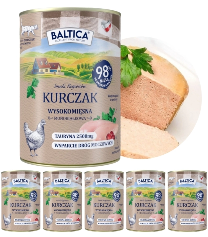 Baltica Smaki Regionów monobiałkowa mokra karma dla kota kurczak 6x 400g