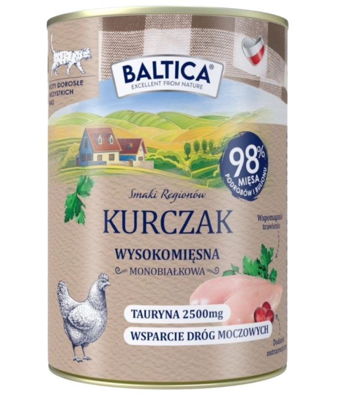 Baltica Smaki Regionów monobiałkowa mokra karma dla kota kurczak 6x 400g  3