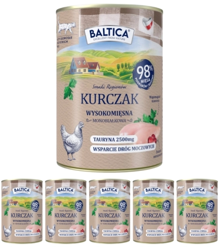 Baltica Smaki Regionów monobiałkowa  mokra karma dla kota kurczak 6x 400g