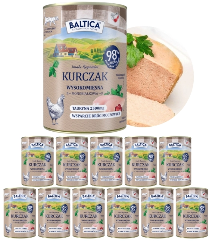 Baltica Smaki Regionów monobiałkowa mokra karma dla kota kurczak 12x 400g  3