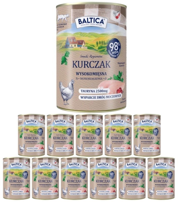 Baltica Smaki Regionów monobiałkowa mokra karma dla kota kurczak 12x 400g