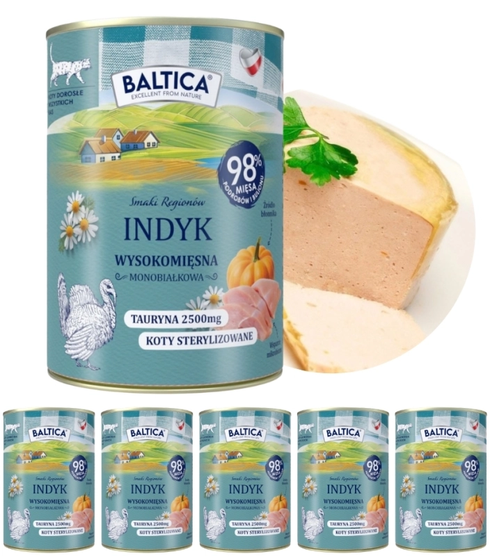 Baltica Smaki Regionów monobiałkowa mokra karma dla kota indyk 6x 400g 3